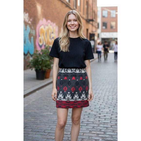 Vintage 90s "The Last Best Place"‎ Wool Blend Southwestern Skirt Plus Size 16 - Picture 4 of 9